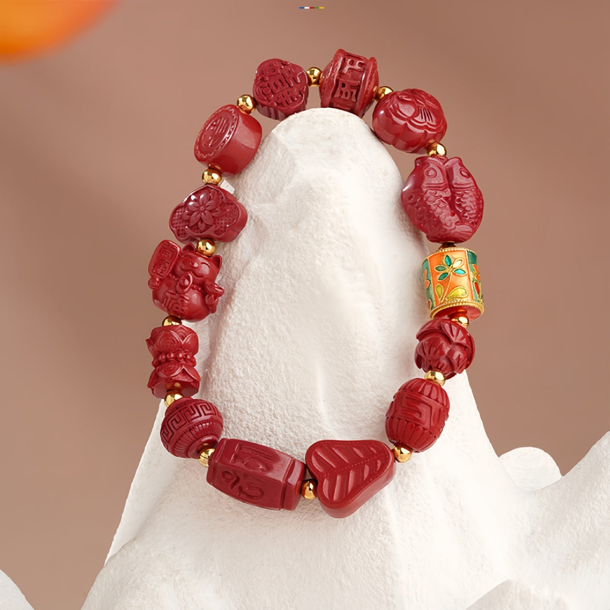 Potalapalace饰品手工天然朱砂多宝石手链