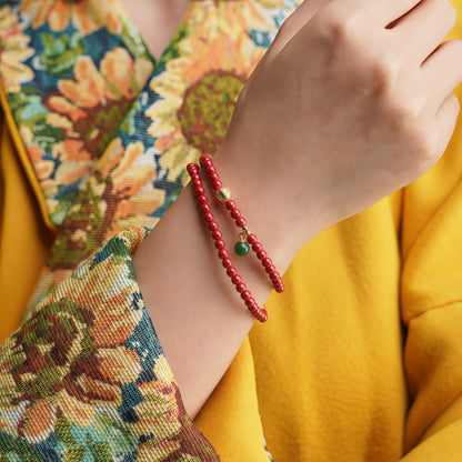 Potalapalace饰品手工天然朱砂多股手链，饰有六音节咒语