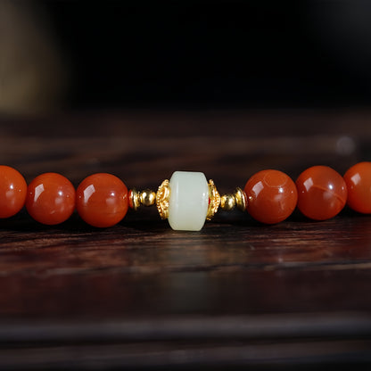 Potalapalace饰品 手工天然南方红玛瑙琥珀翡翠多股手链