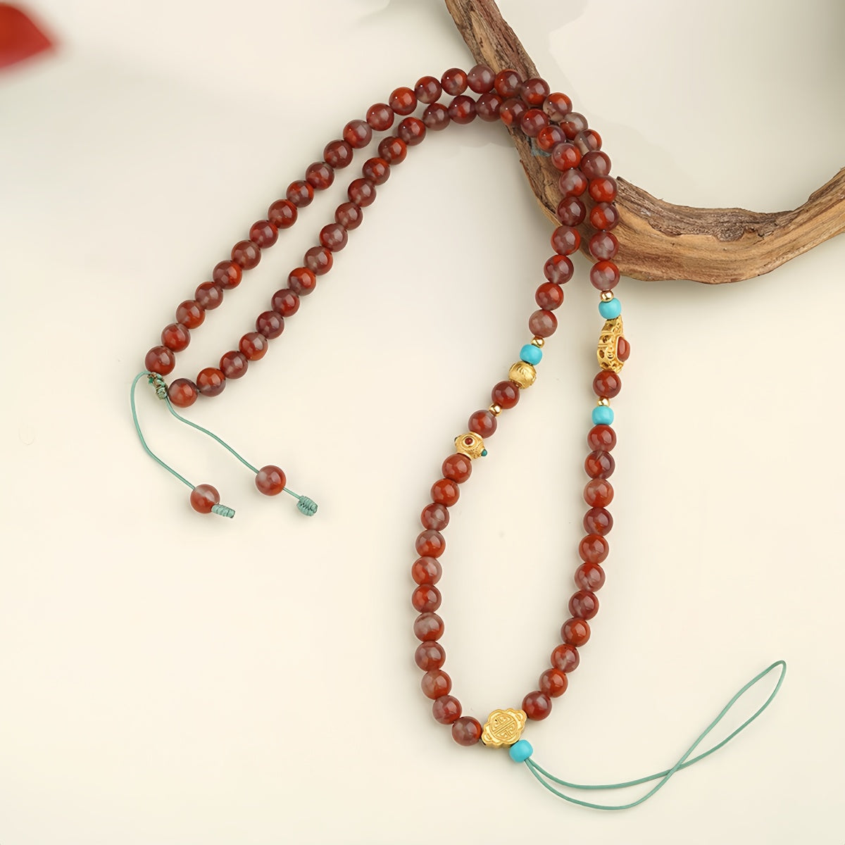 Potalapalace饰品 手工天然绿松河 南红玉项链