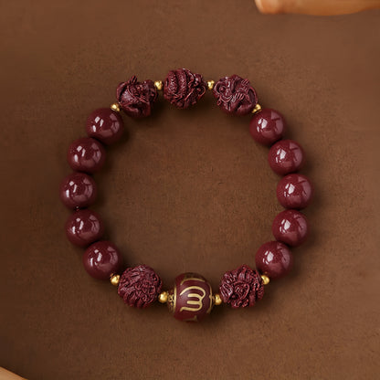 Potalapalace饰品手工天然十二生肖紫金沙朱砂手链