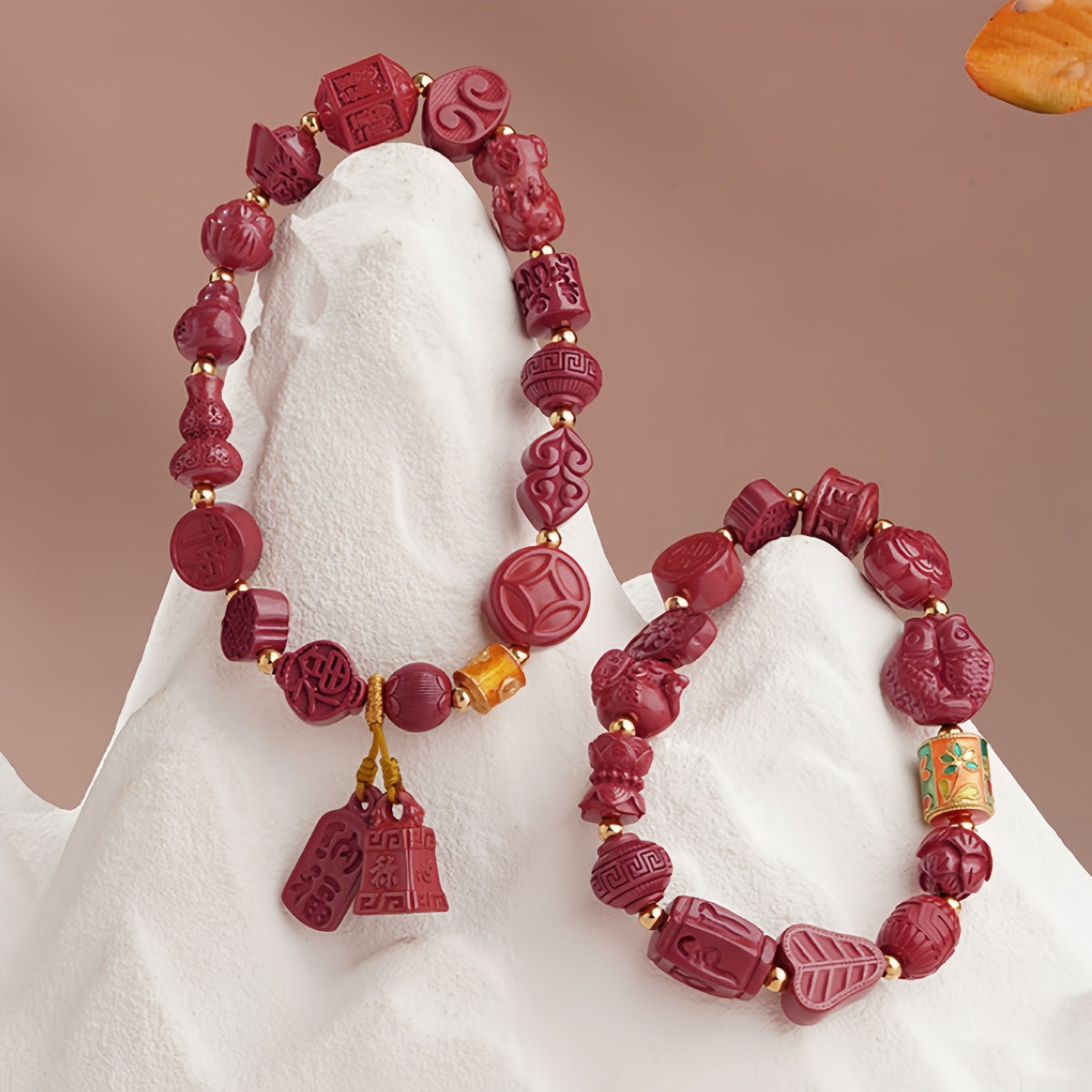 Potalapalace饰品手工天然朱砂多宝石手链