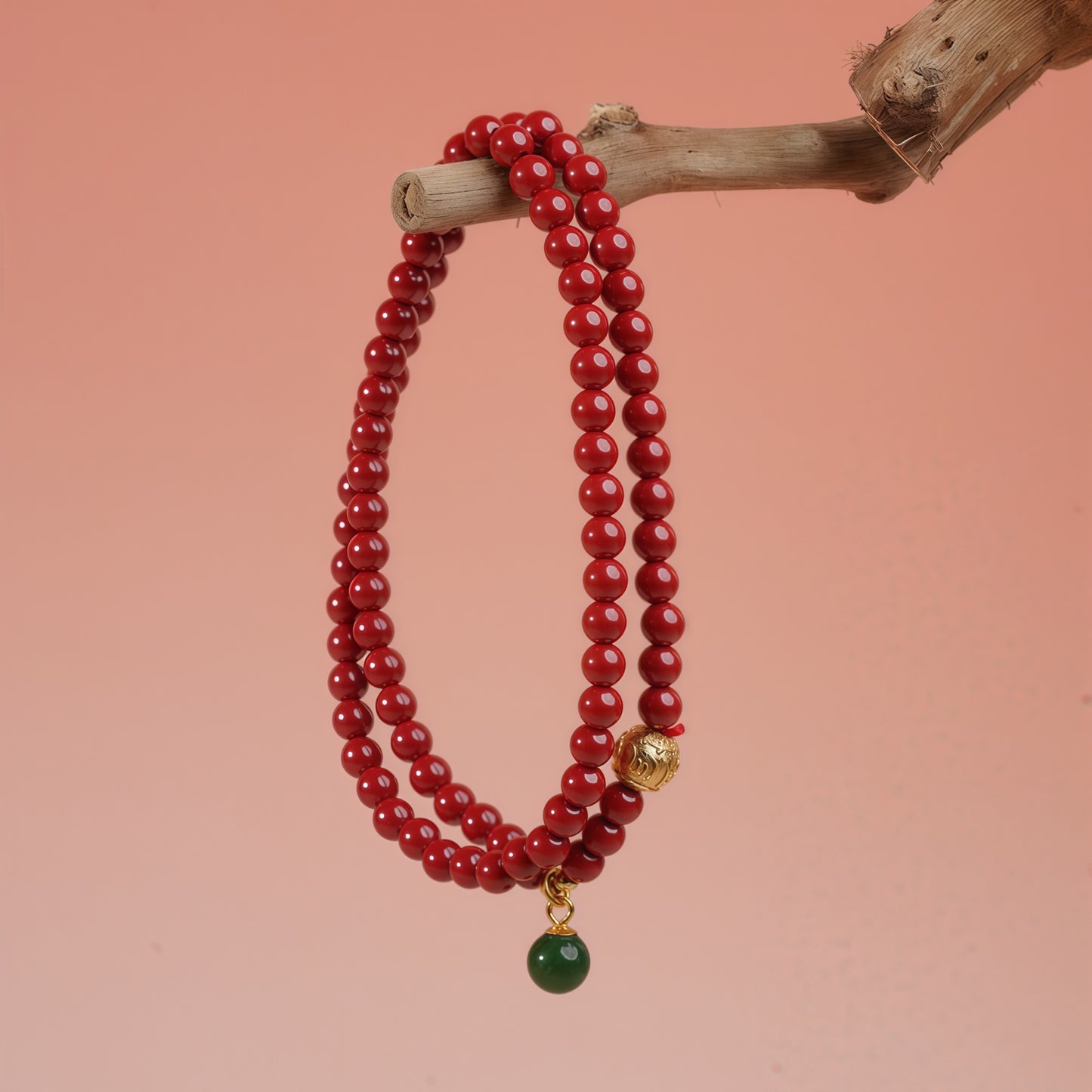 Potalapalace饰品手工天然朱砂多股手链，饰有六音节咒语