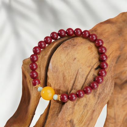 Potalapalace饰品手工天然朱砂和琥珀手链