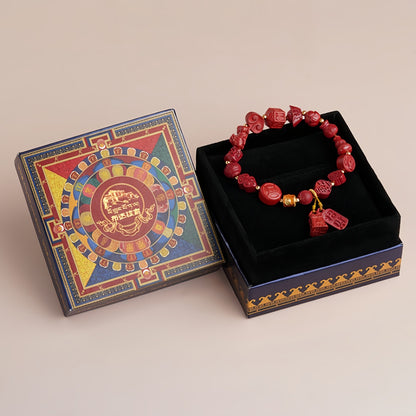Potalapalace饰品手工天然朱砂多宝石手链