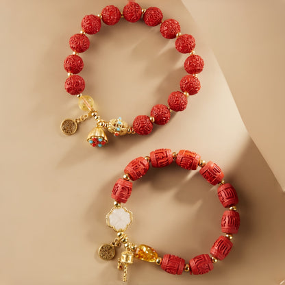 Potalapalace饰品手工天然朱砂六字真言莲蓬手链