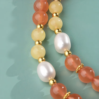 Potalapalace Accessories 手工天然 108 颗南方红玛瑙珍珠琥珀珠串