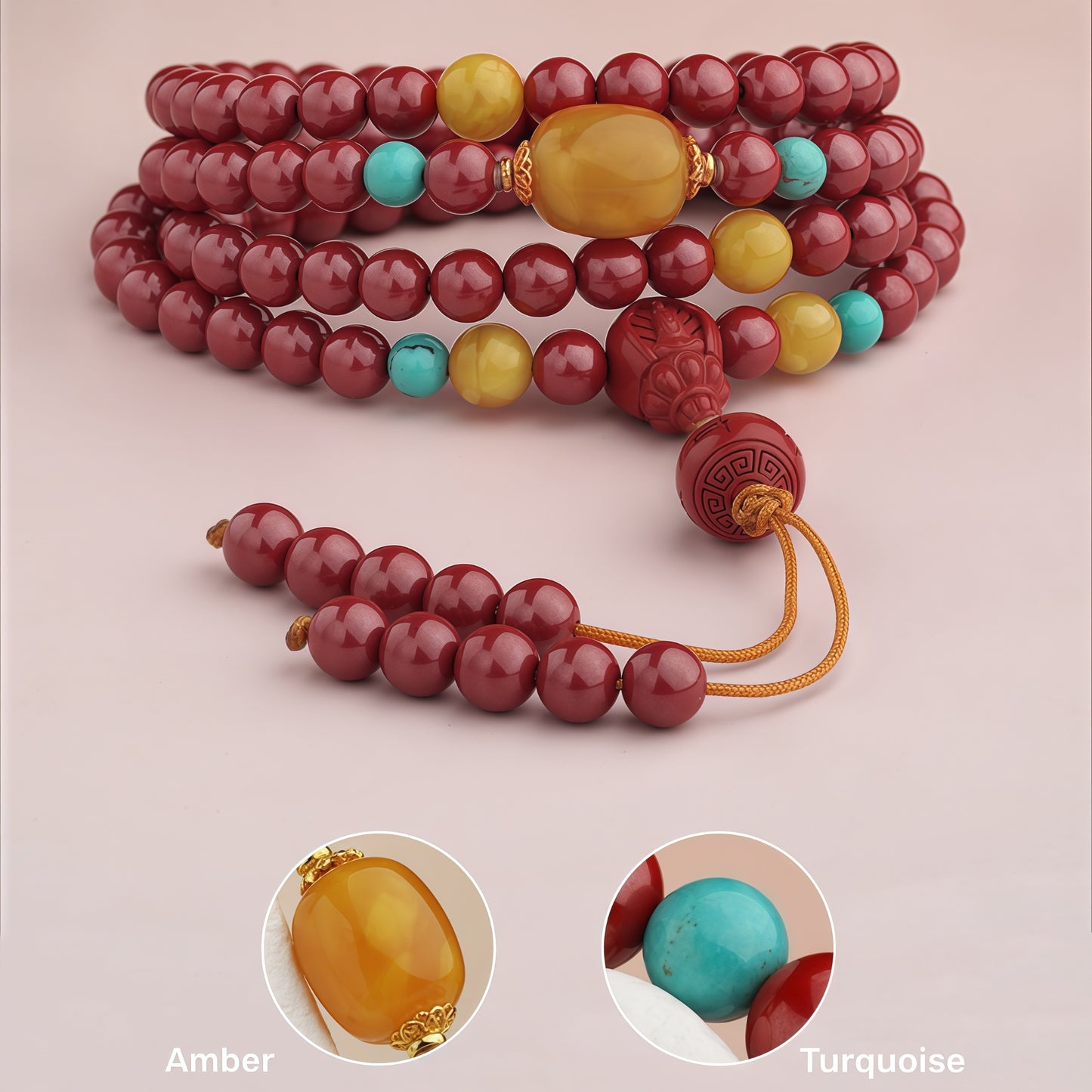 Potalapalace饰品 手工天然朱砂 108颗念珠