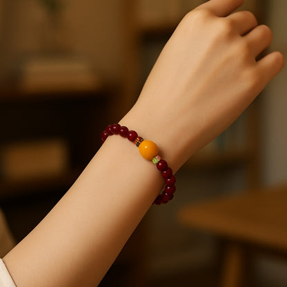 Potalapalace饰品手工天然朱砂和琥珀手链