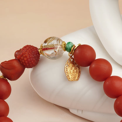 Potalapalace Accessories Handmade Natural Southern Red Agate Tibetan Style Carved Red Agate Bracelet