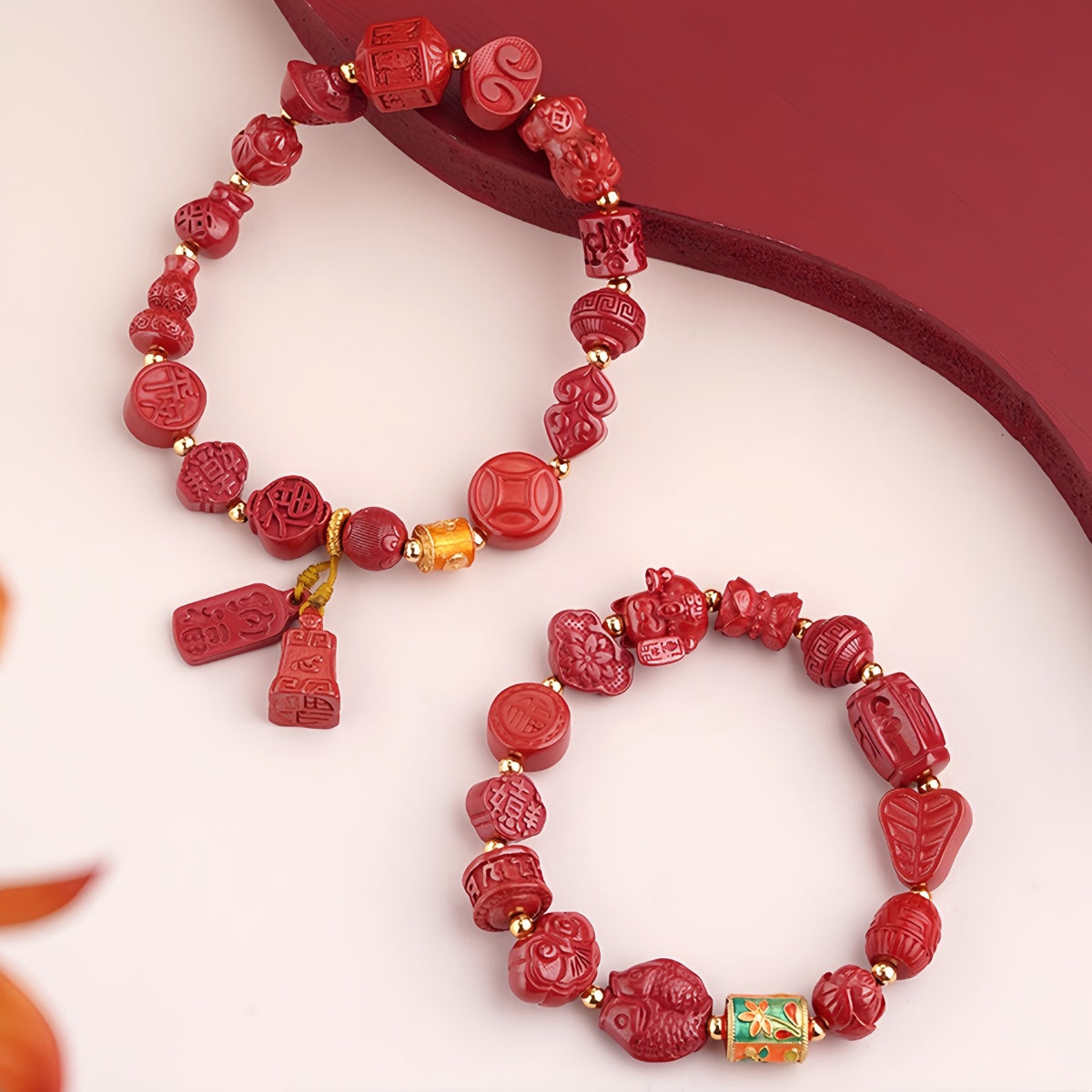 Potalapalace饰品手工天然朱砂多宝石手链
