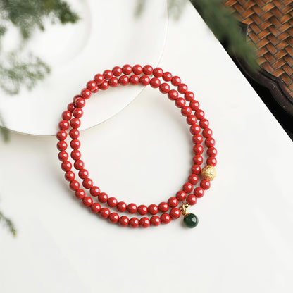Potalapalace饰品手工天然朱砂多股手链，饰有六音节咒语