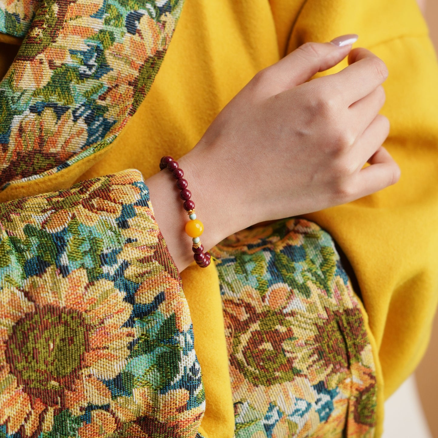 Potalapalace饰品手工天然朱砂和琥珀手链