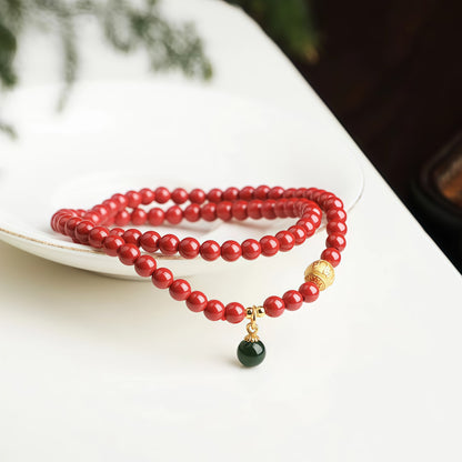 Potalapalace饰品手工天然朱砂多股手链，饰有六音节咒语