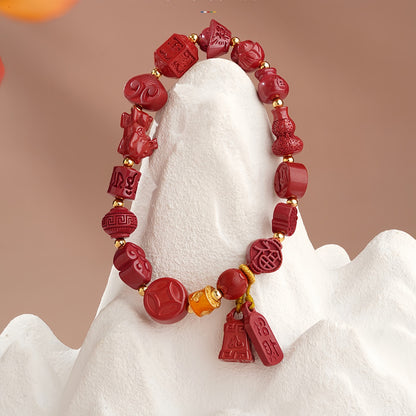 Potalapalace饰品手工天然朱砂多宝石手链