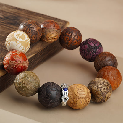 Potalapalace饰品 手工天然中国十二生肖黄花梨金丝楠木念珠手链