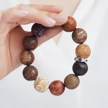 Potalapalace饰品 手工天然中国十二生肖黄花梨金丝楠木念珠手链