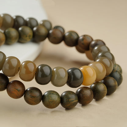 Potalapalace饰品 手工天然绿色檀香菩提子双圈手链