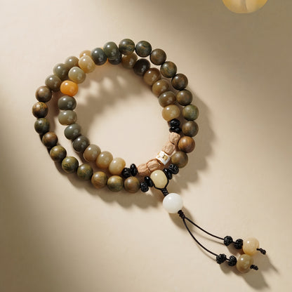 Potalapalace饰品 手工天然绿色檀香菩提子双圈手链