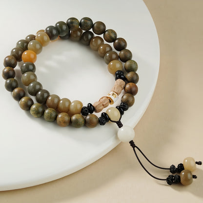 Potalapalace饰品 手工天然绿色檀香菩提子双圈手链