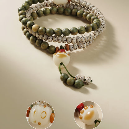 Potalapalace饰品 手工天然绿色檀香菩提子双圈手链