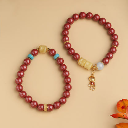 景光朱砂蜜蜡单圈念珠手链