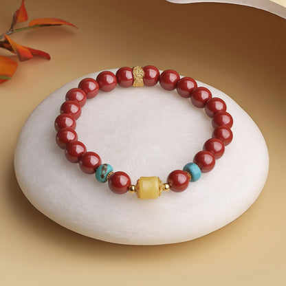 景光朱砂蜜蜡单圈念珠手链