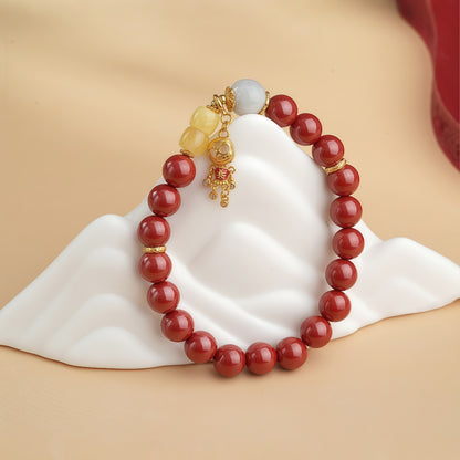 景光朱砂蜜蜡单圈念珠手链