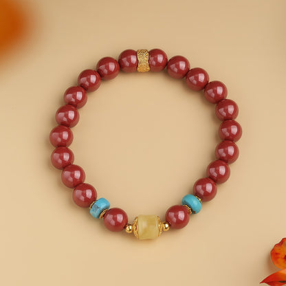 景光朱砂蜜蜡单圈念珠手链