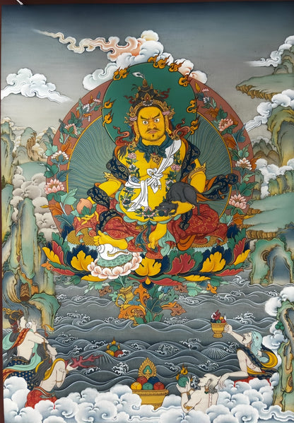 黄财神彩绘唐卡