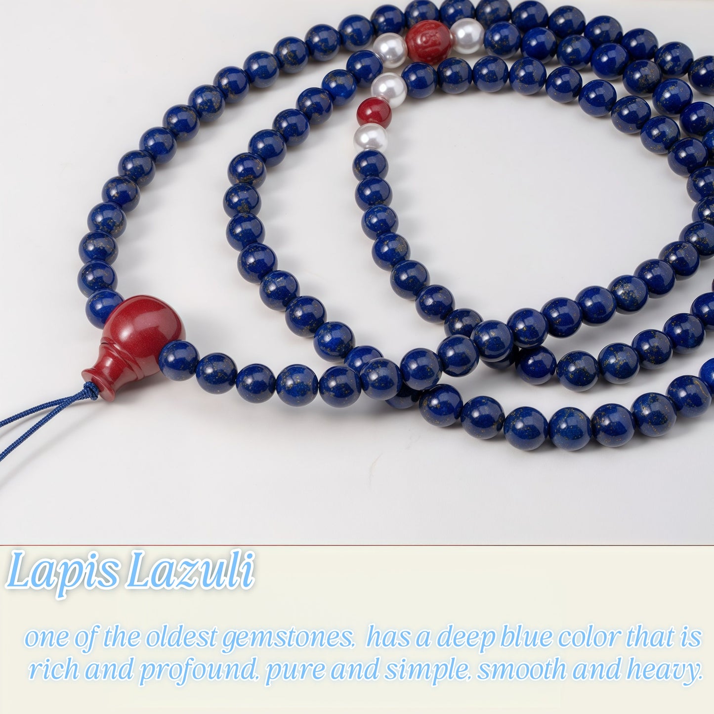 Potalapalace饰品 手工天然青金石佛教珠手链