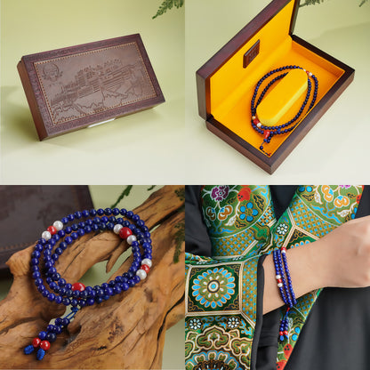 Potalapalace饰品 手工天然青金石佛教珠手链