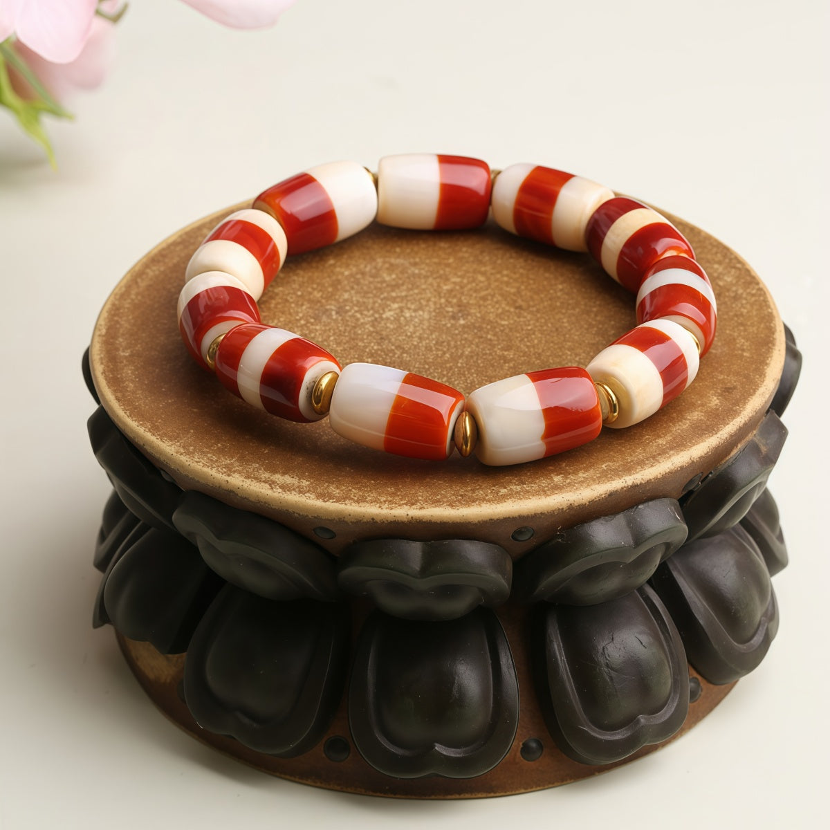 Potalapalace Accessories Handmade Natural Agate Dzi Bead Bracelet
