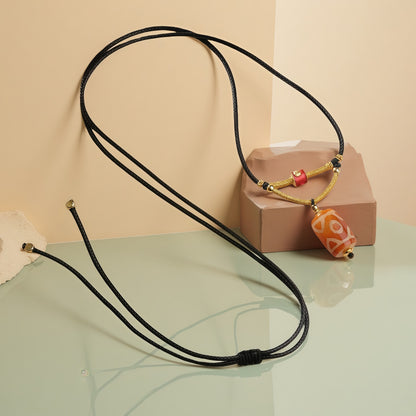 Potalapalace Accessories Handmade Natural Red Meat Three-Eyed Dzi Bead Pendant