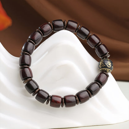 Potalapalace饰品 手工天然小叶红檀木六字真言吉祥云手链