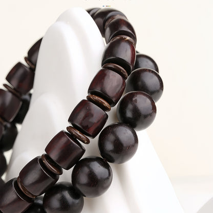 Potalapalace饰品 手工天然小叶红檀木六字真言吉祥云手链