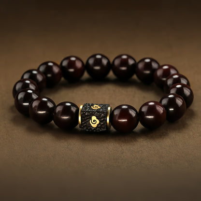 Potalapalace饰品 手工天然小叶红檀木六字真言吉祥云手链