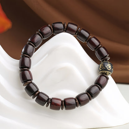 Potalapalace饰品 手工天然小叶红檀木六字真言吉祥云手链