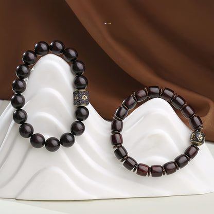 Potalapalace饰品 手工天然小叶红檀木六字真言吉祥云手链