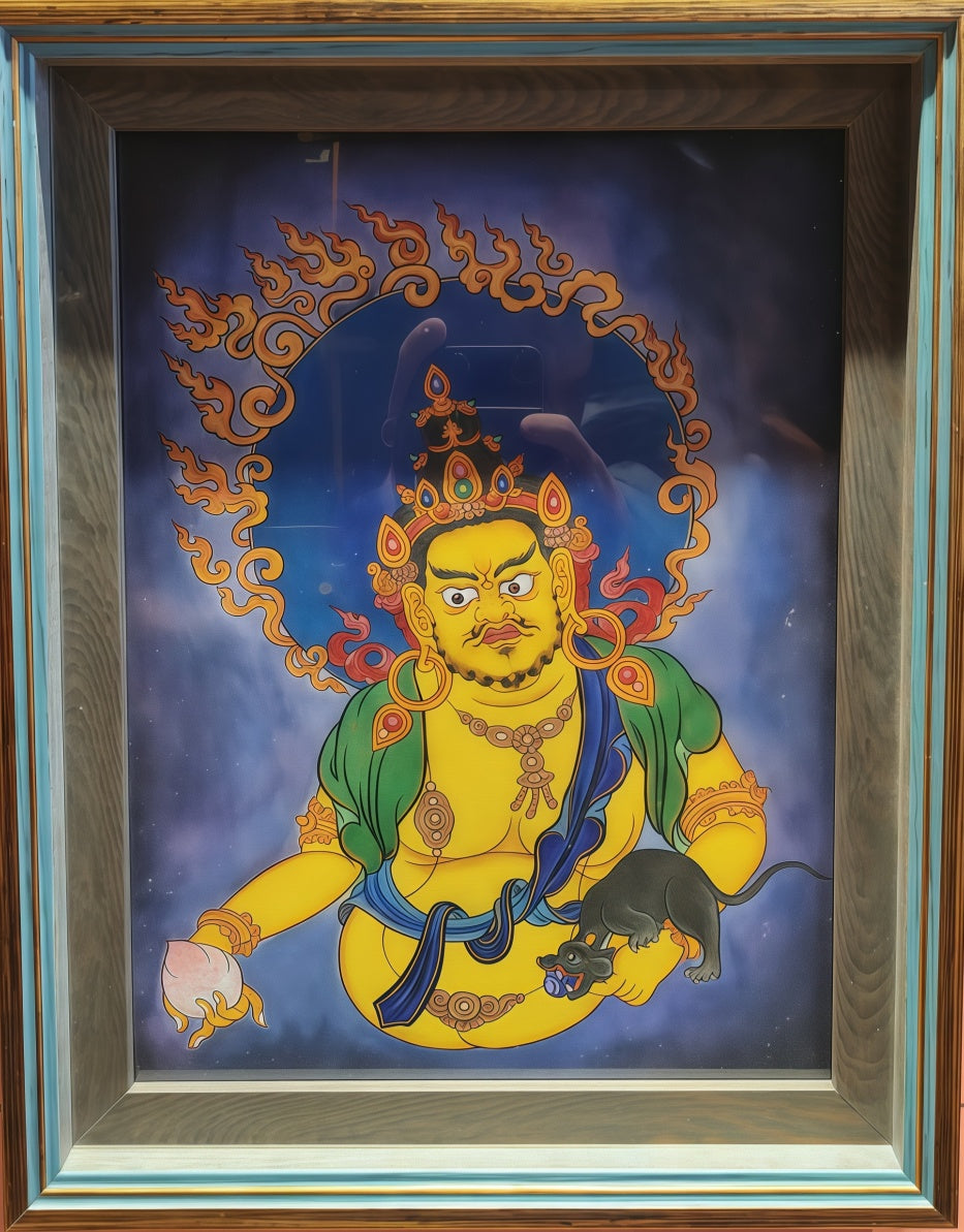 Yellow Jambhala Tibetan Thangka Painting