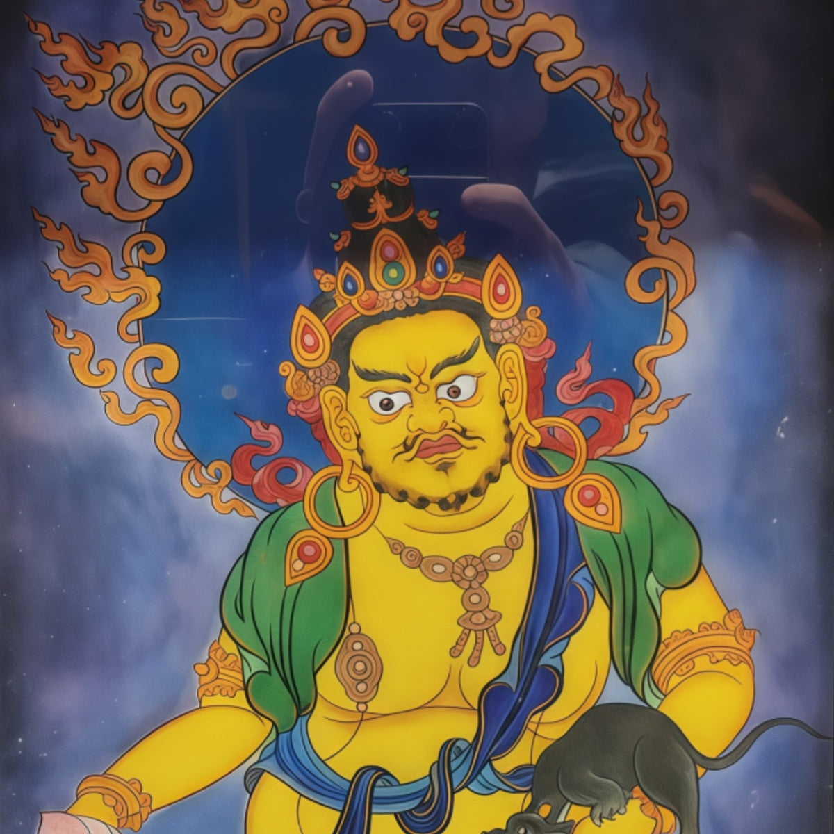 Yellow Jambhala Tibetan Thangka Painting