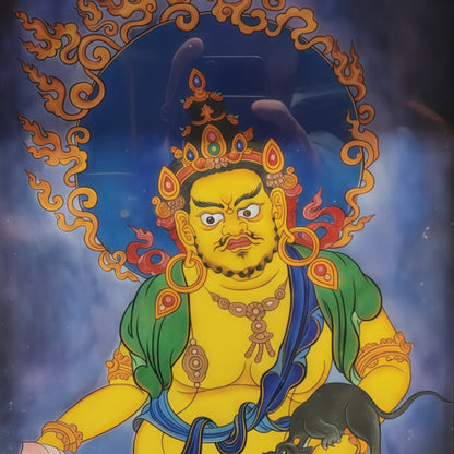 Yellow Jambhala Tibetan Thangka Painting