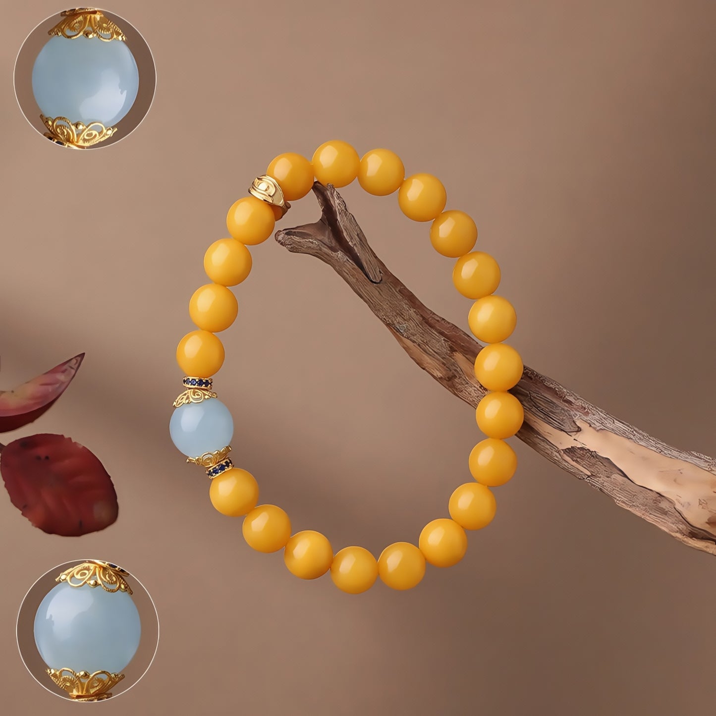 Potalapalace Accessories Handmade Natural Amber Buddha Eye Bracelet