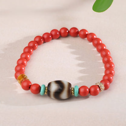 朱砂虎牙天珠单圈念珠手链