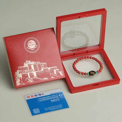 朱砂虎牙天珠单圈念珠手链