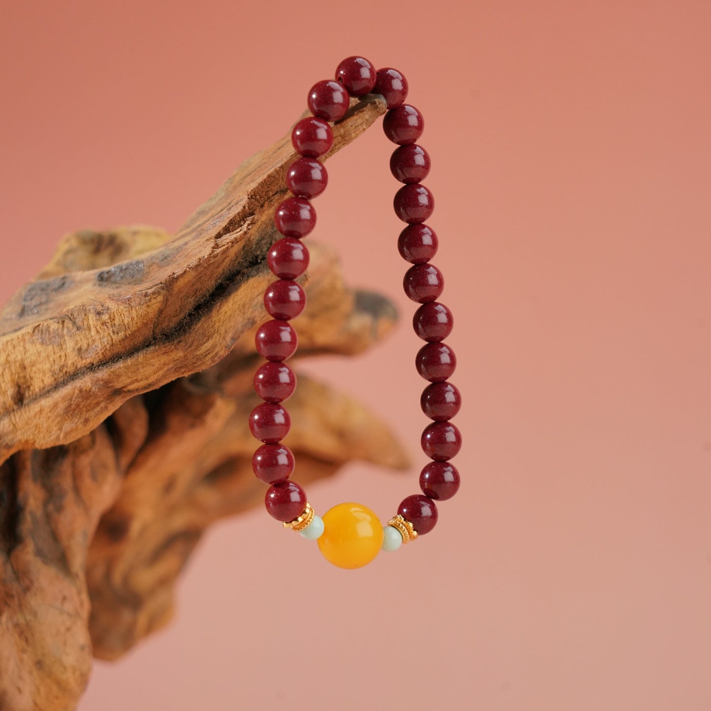 Potalapalace饰品手工天然朱砂和琥珀手链