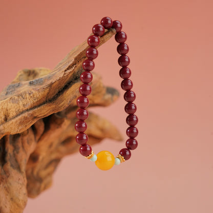 Potalapalace饰品手工天然朱砂和琥珀手链