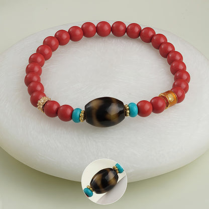 朱砂虎牙天珠单圈念珠手链