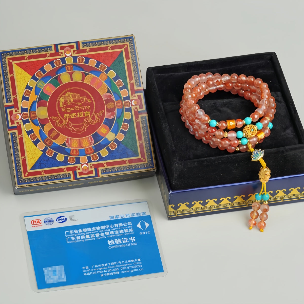 Potalapalace饰品 手工天然绯红雪花流光南方红玛瑙项链