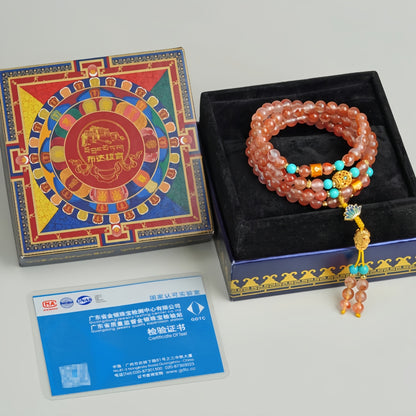 Potalapalace饰品 手工天然绯红雪花流光南方红玛瑙项链